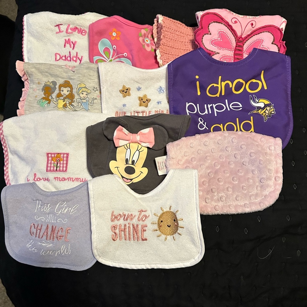 Disney Baby Bib Collection - Pink, Purple, Gray